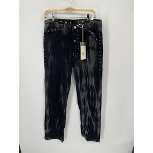 Mnml Star Studded Denim Pants Men's 32 Washed Black Corduroy Straight Leg NWT